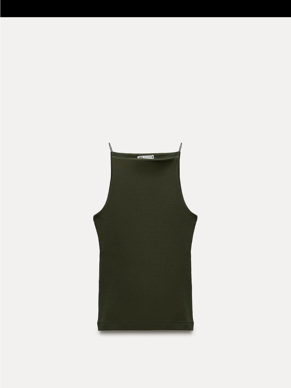 Zara Olive Green Square Neck Rib Tank Top